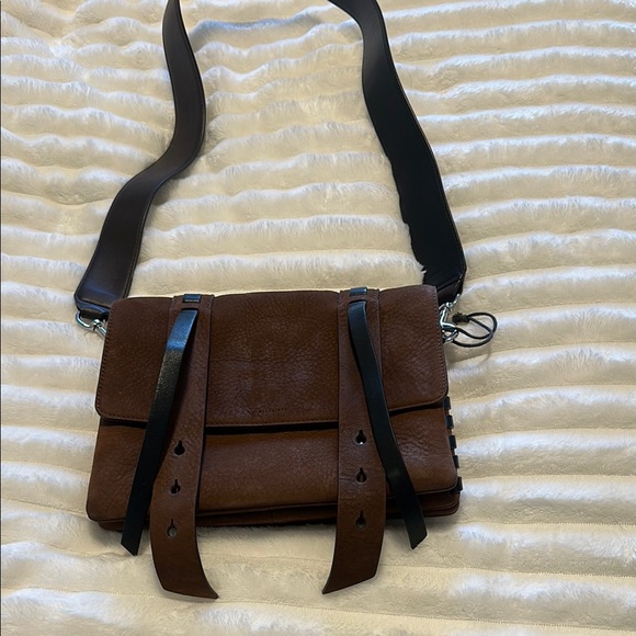 All Saints Handbags - All Saints Brown and Black Crossbody Bag with Rustic Design